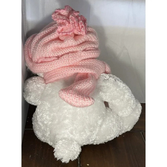 Dan Dee White Teddy Bear Pink Hat Scarf Nose Plush Stuffed Animal Toy 9 Inch - Picture 3 of 6